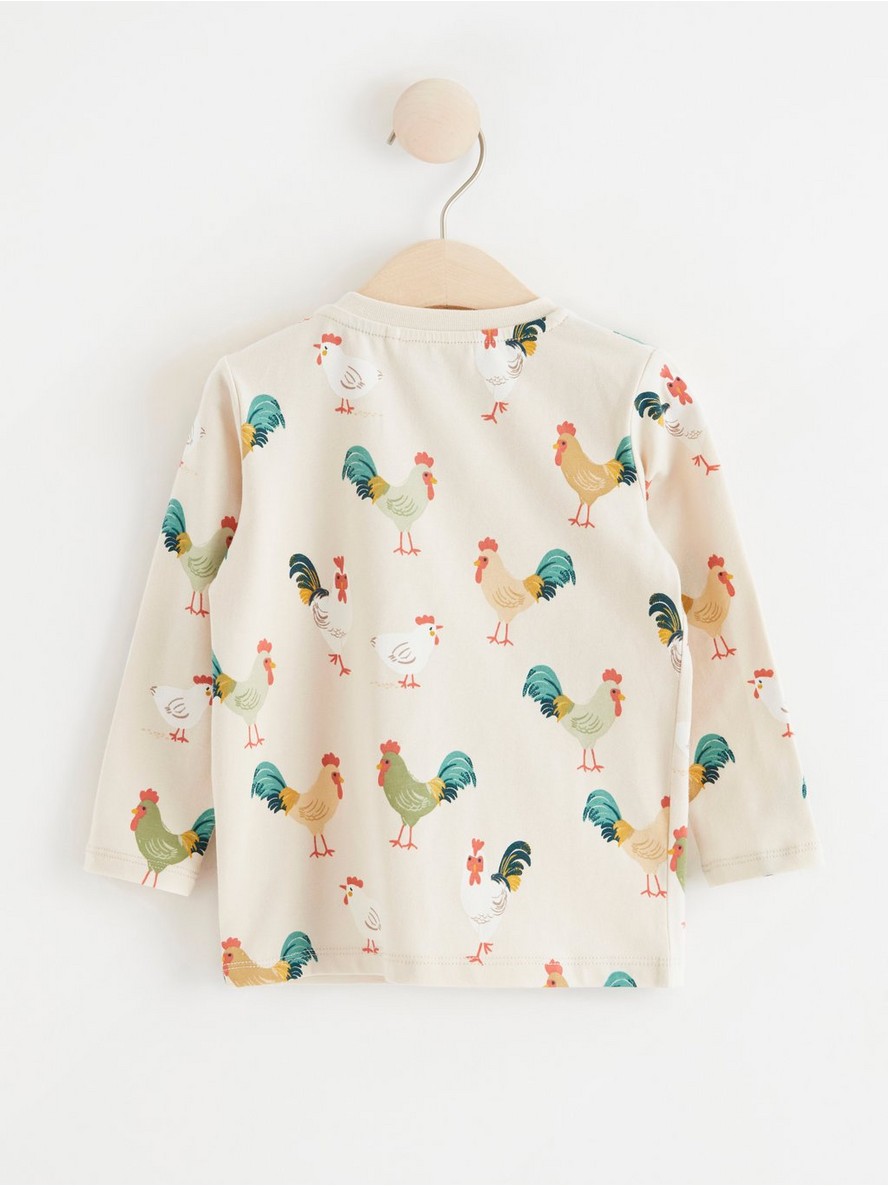 Long sleeve top with roosters