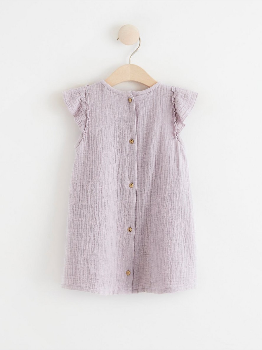 Crinkled cotton dress with frill sleeves