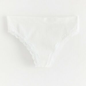 Ribbed seamless thong regular waist - White, 48/50