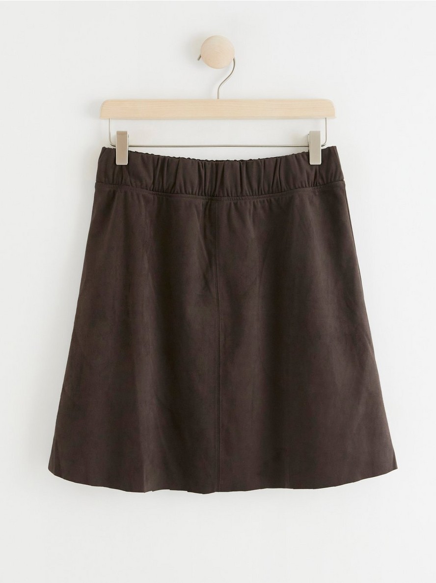 Short faux suede skirt - Dark Brown, XL