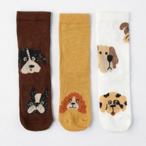 3-pack socks with dogs - Dusty Yellow, 31/33