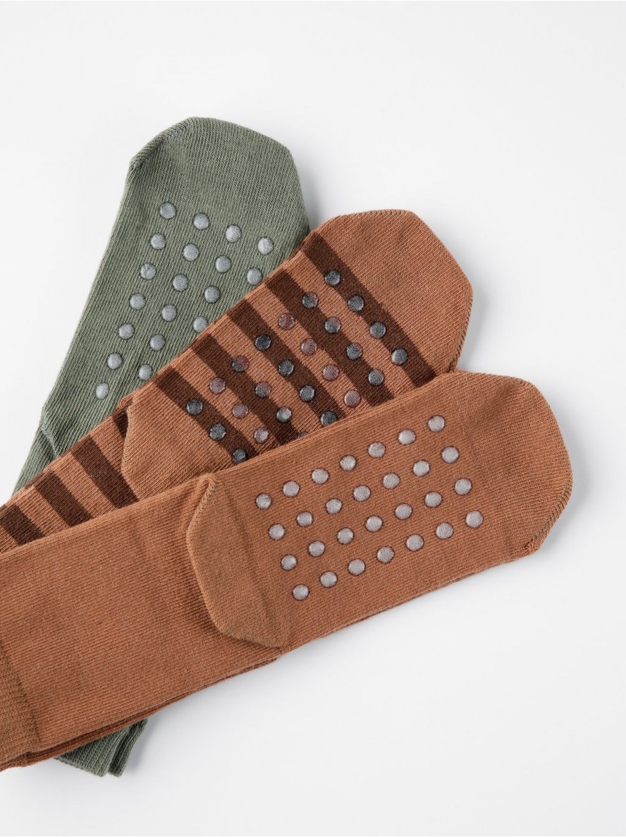 3-pack socks with bear and stripe motif