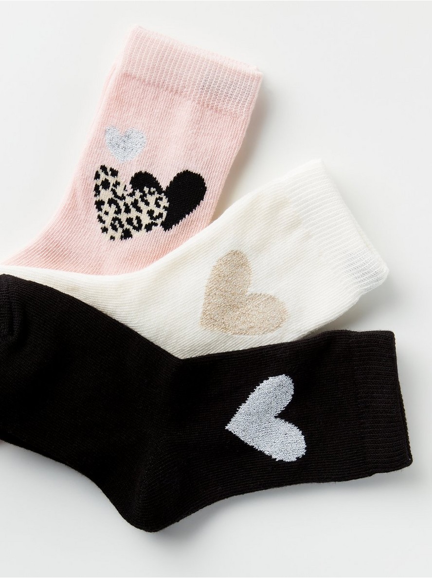 3-pack socks with heart motif