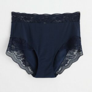 High waist brief with lace - Blue, 48/50