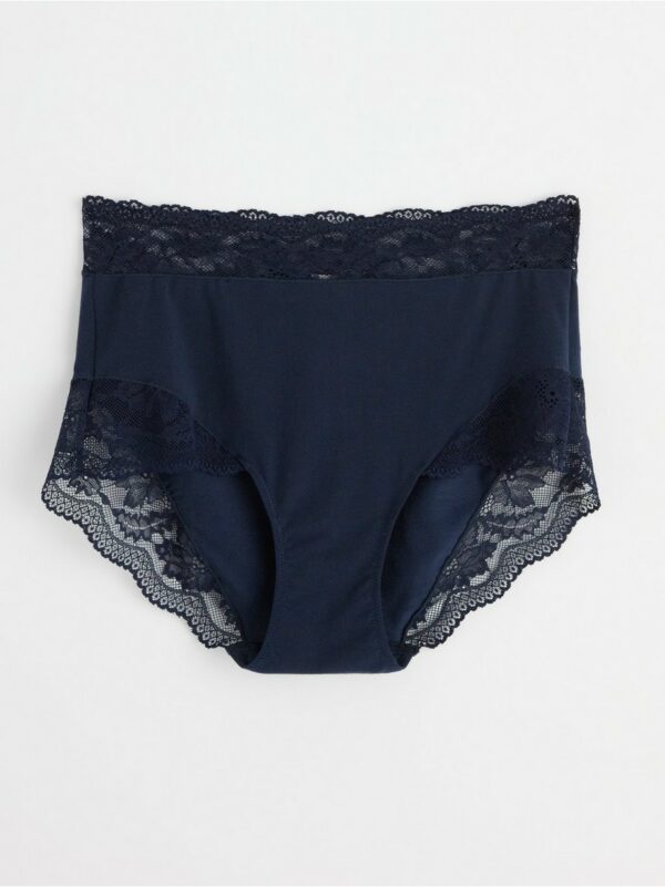 High waist brief with lace - Blue, 48/50