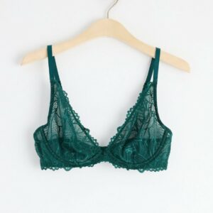 Unpadded bra with lace - Turquoise, 70 D