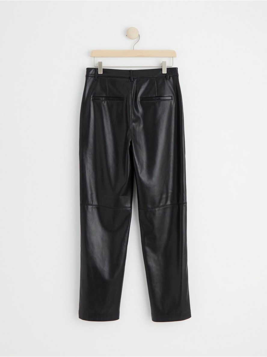 Cropped faux leather trousers