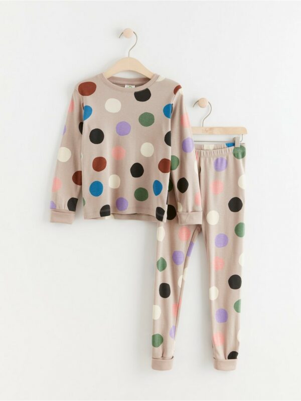 Pyjama set with dots - Beige, 134/140