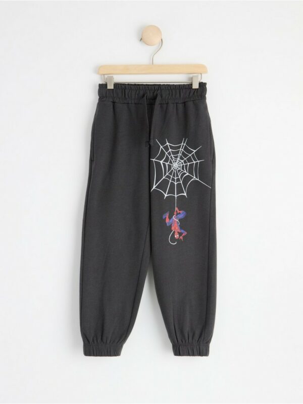 Trousers with Spiderman and brushed inside - Black, 128