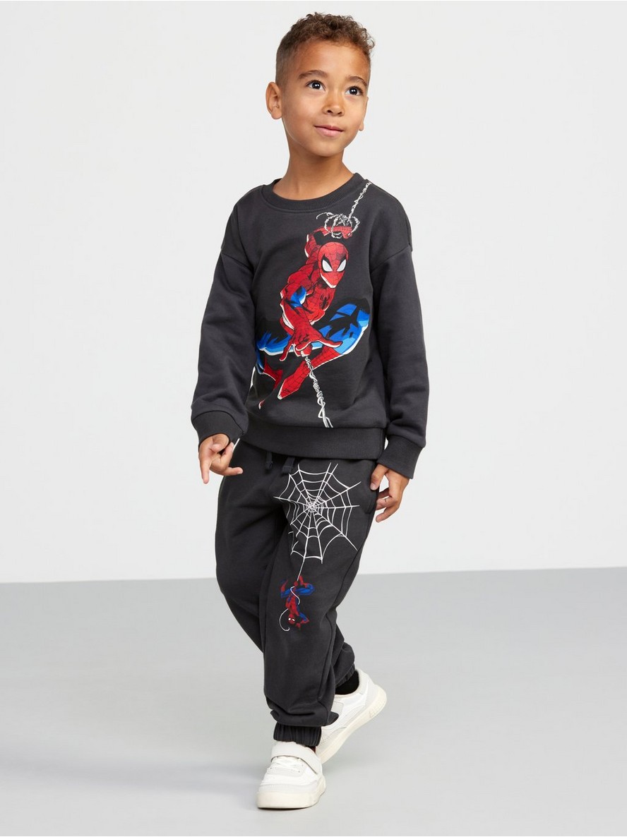 Trousers with Spiderman and brushed inside
