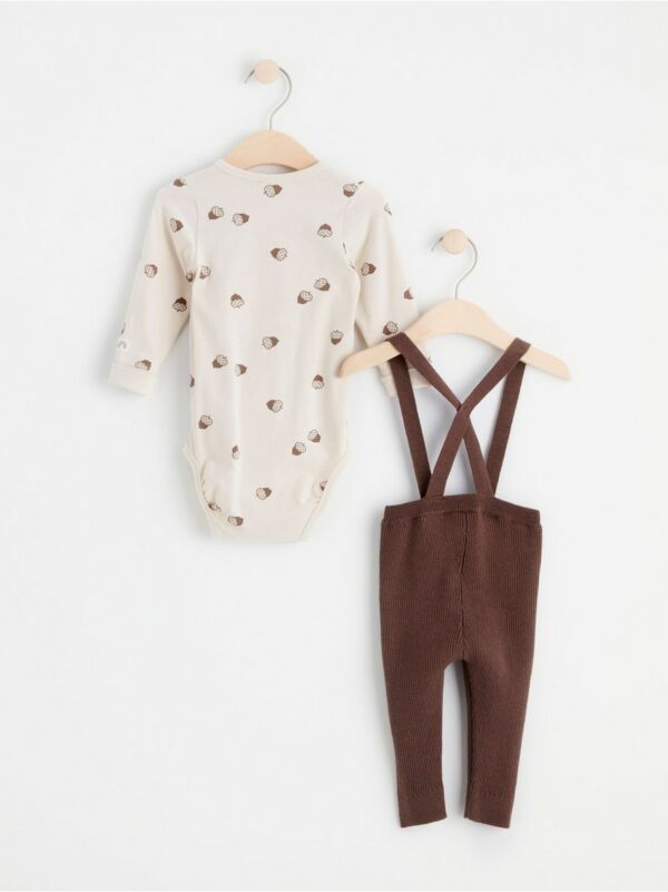 Set with wrap bodysuit and bib trousers