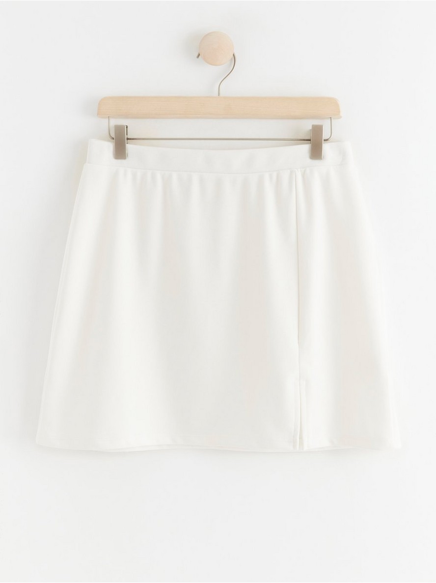 Short jersey skirt with slit - Off White, L