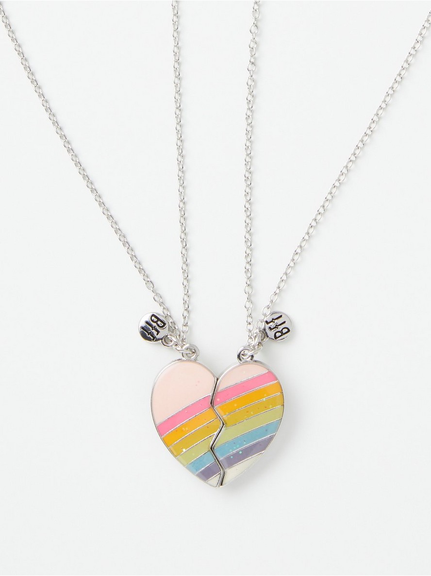Best friend necklace with rainbow heart