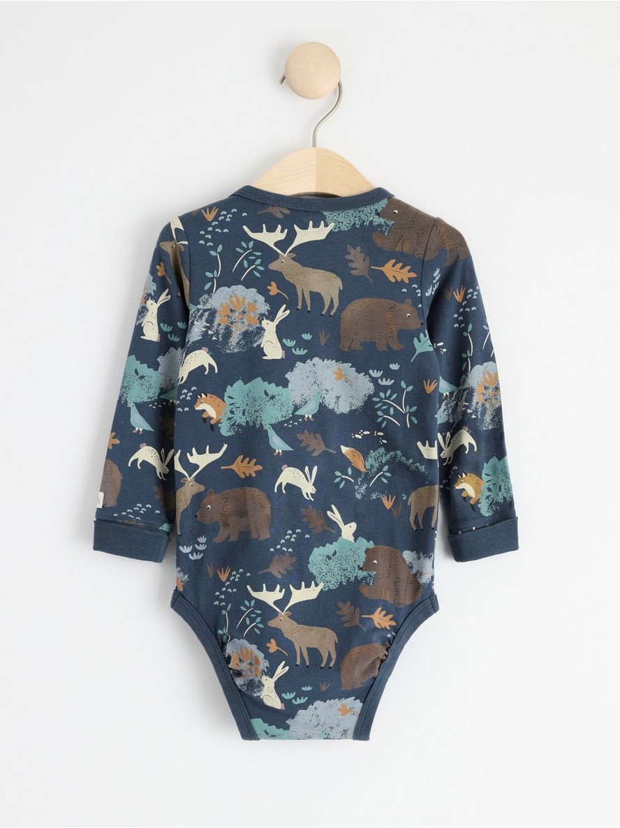 Long sleeve bodysuit with forest animals