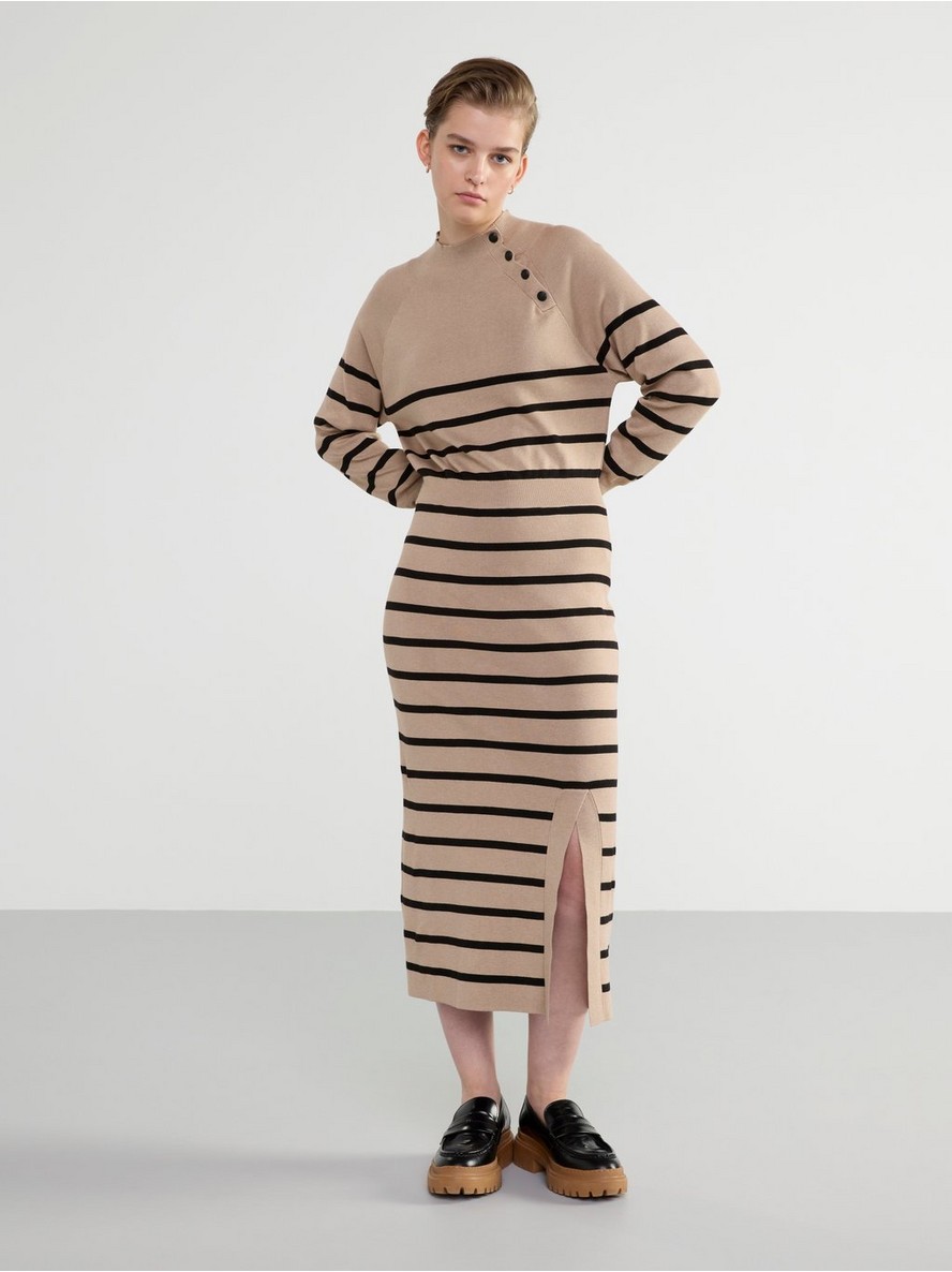 Knitted midi dress with stripes