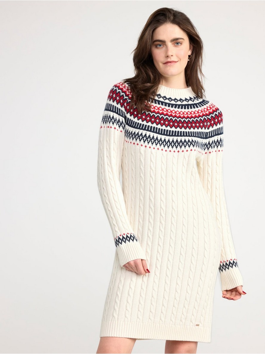 Cable-knit fair isle dress