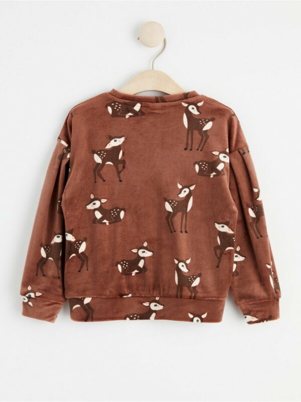 Velour sweatshirt with deer print