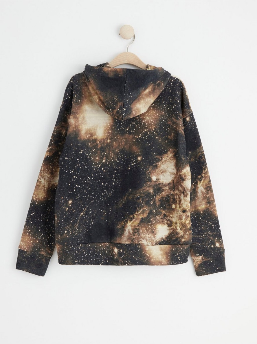 Hoodie with space print and brushed inside