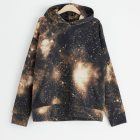 Hoodie with space print and brushed inside - Brown, 170