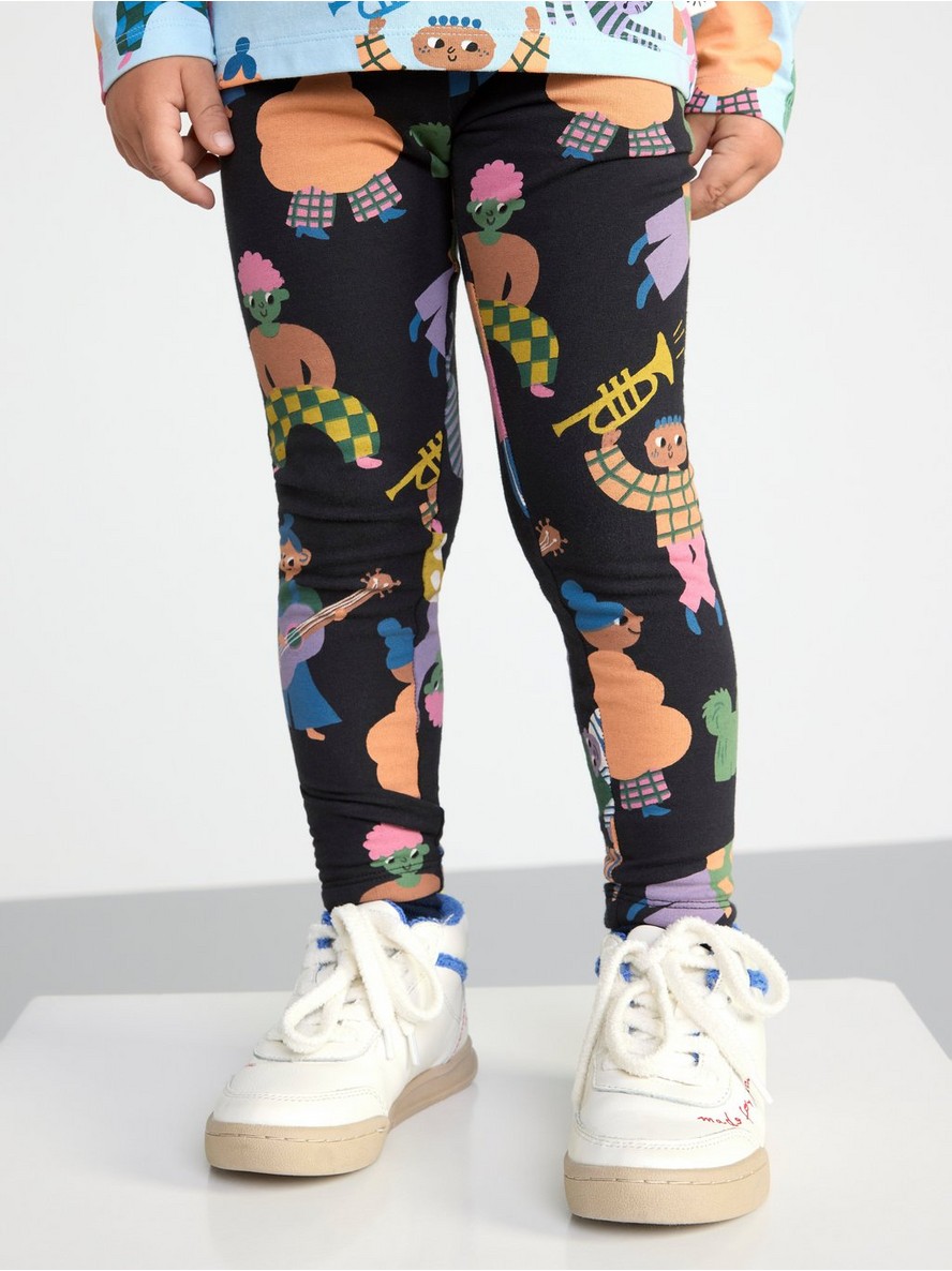 Leggings with people print and brushed inside