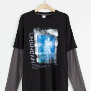 Double sleeve t-shirt with print - Black, 128