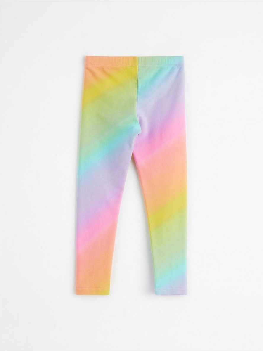 Leggings with rainbow print and brushed inside