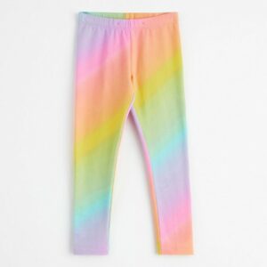 Leggings with rainbow print and brushed inside - Pink, 128