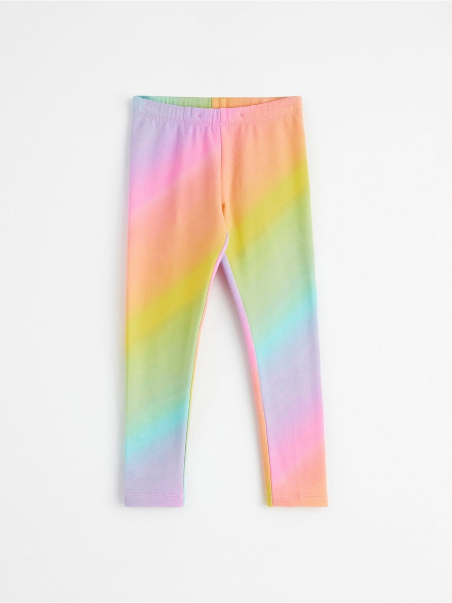 Leggings with rainbow print and brushed inside - Pink, 128
