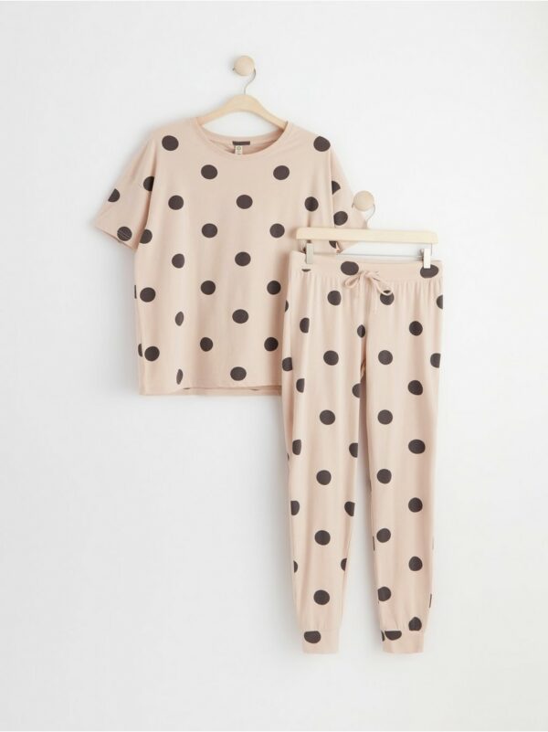 Pyjama set with t-shirt and trousers - Beige, M