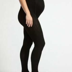 MOM Cable knit tights in lyocell - Black, XXL