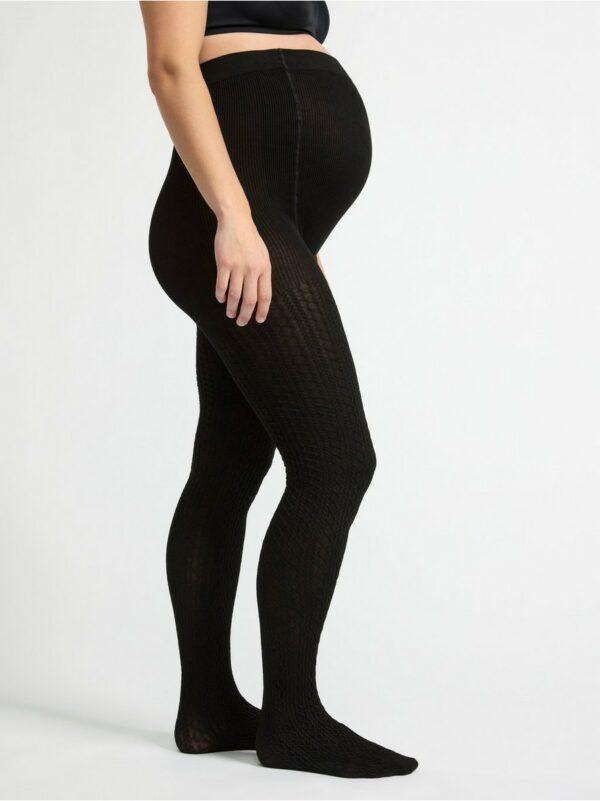 MOM Cable knit tights in lyocell - Black, XXL