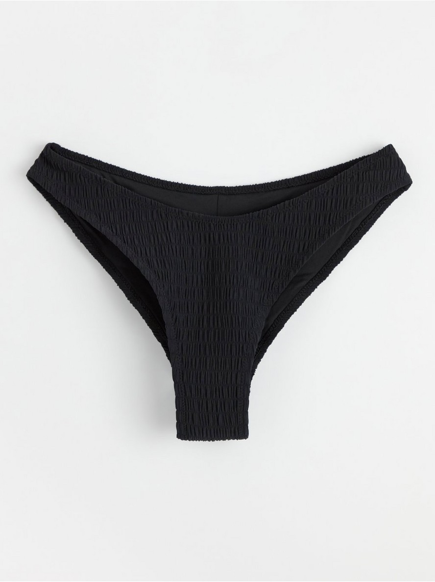 Brazilian bikini bottom with crinkled texture - Black, L