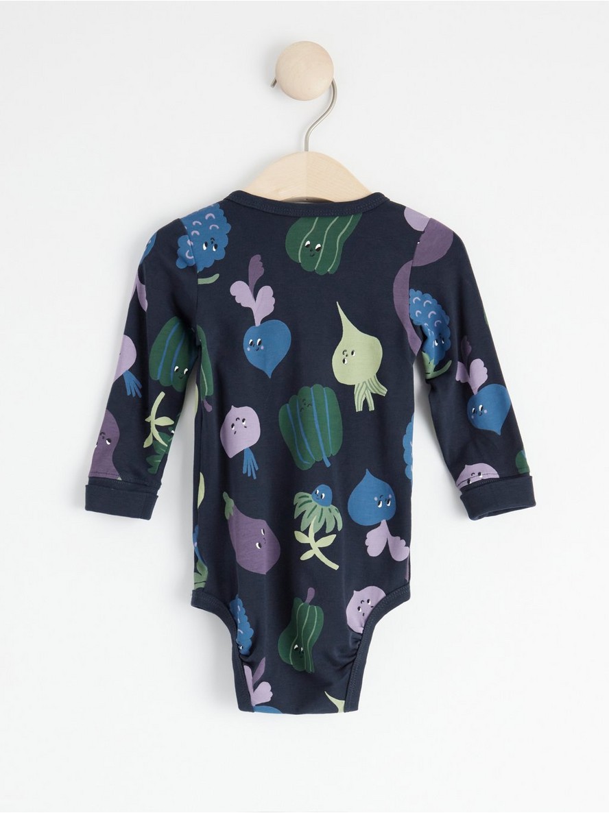 Long sleeve wrap bodysuit with vegetables
