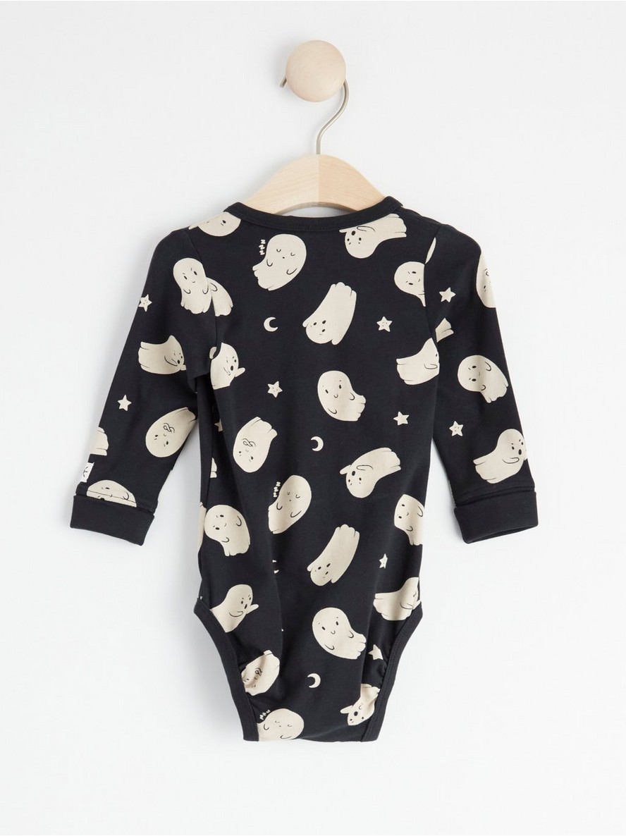 Long sleeve wrap bodysuit with ghosts