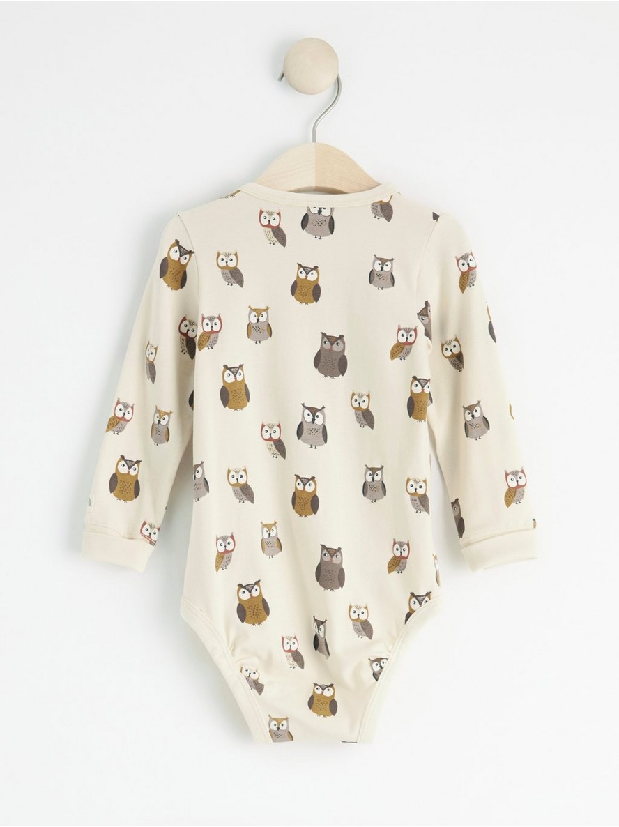 Long sleeve bodysuit with owls