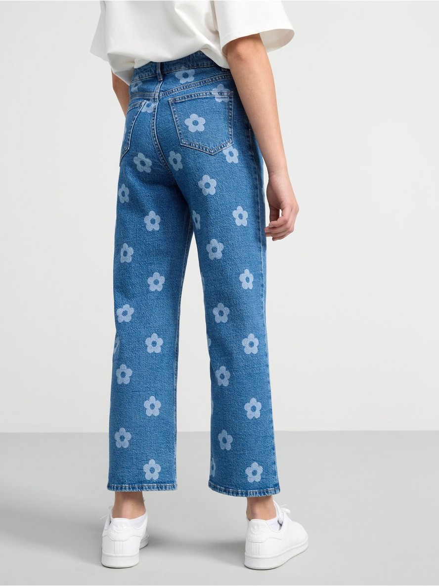 VANJA Wide high waist jeans with flowers