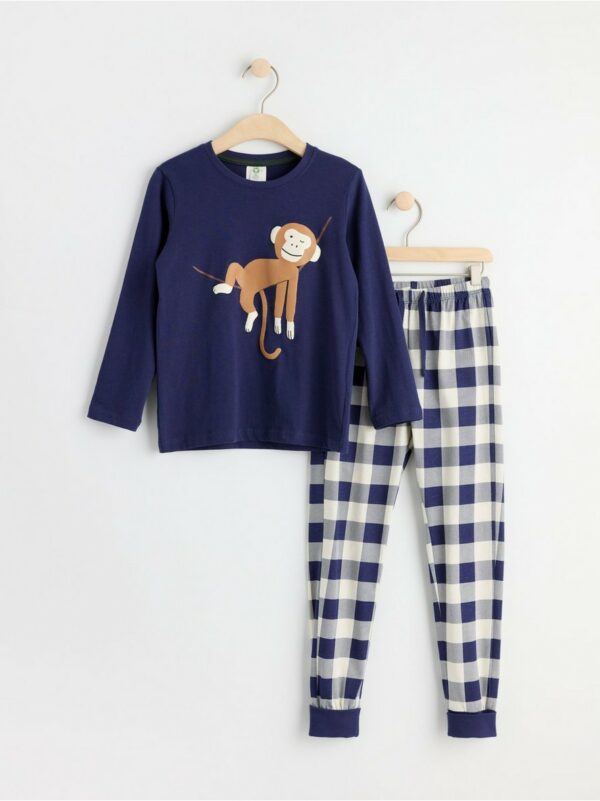Pyjama set with monkey print - Blue, 98/104