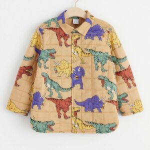 Quilted shirt with dinosaurs - Beige, 122