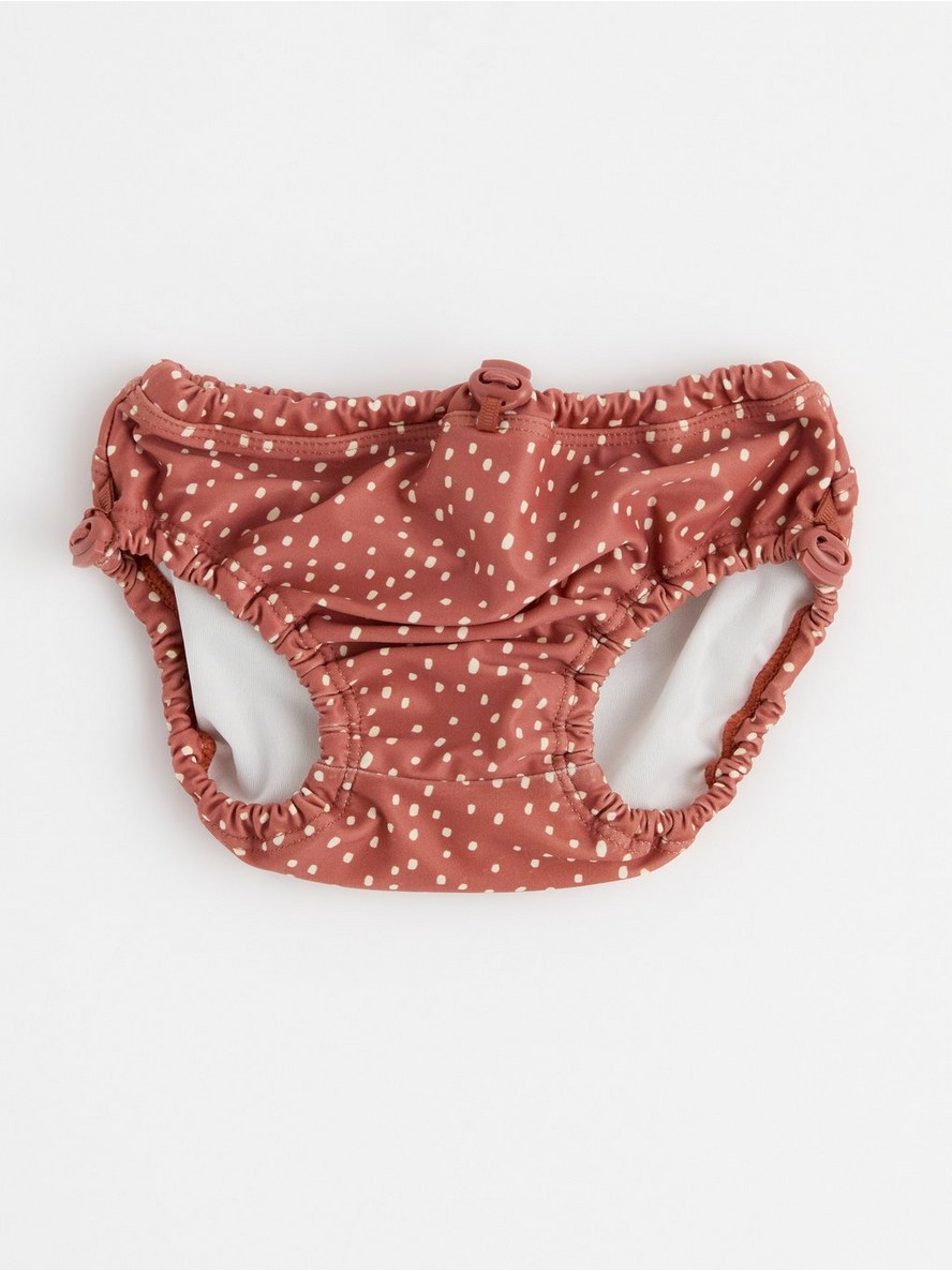 Reusable swim nappy with dots and bear face