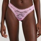 Thong low waist high leg cut with lace - Light Pink, 40/42