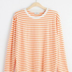 Striped long sleeve top - Orange, S