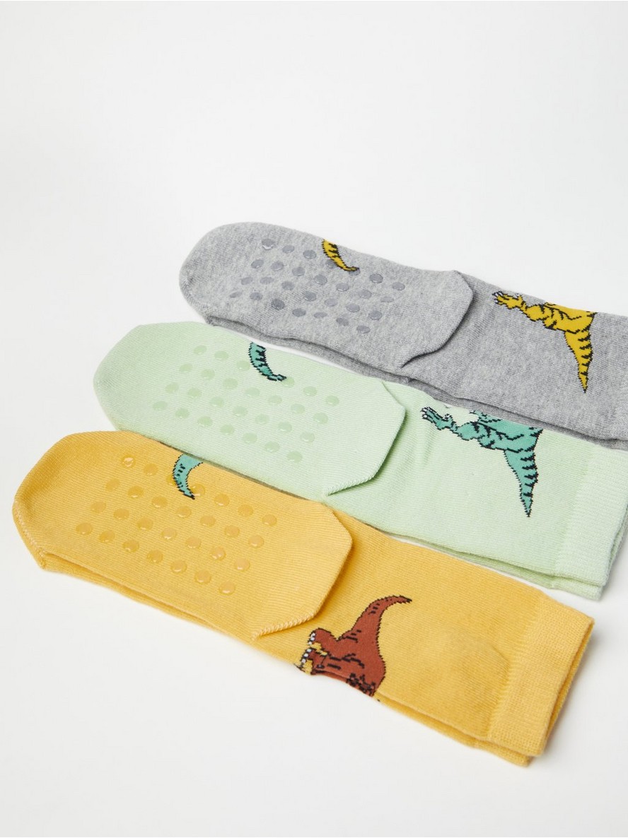 3-pack socks with antislip and dinosaurs