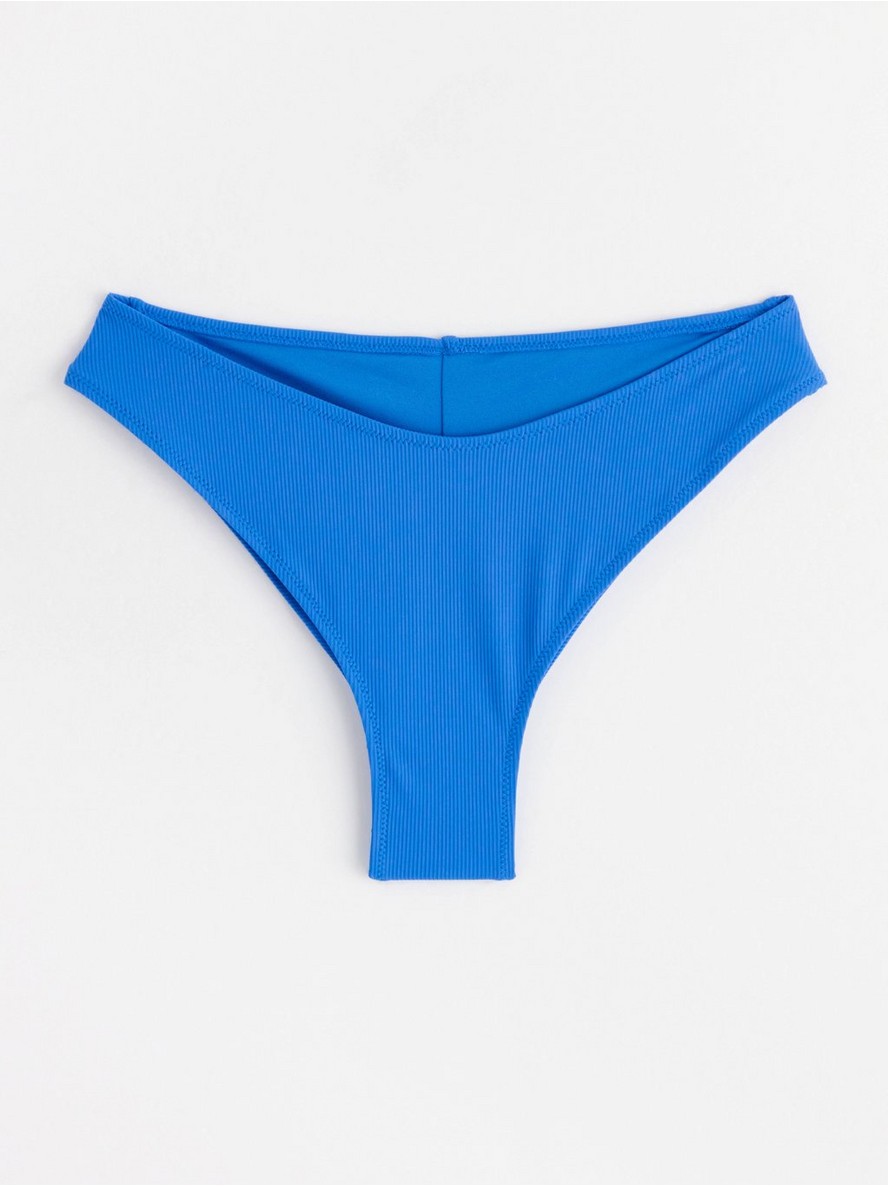 Ribbed brazilian bikini bottoms - Blue, L