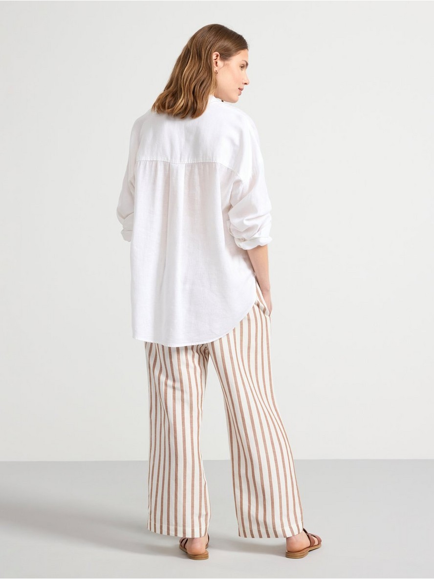 BELLA Straight cropped linen blend trousers