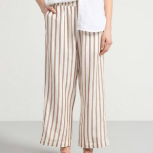BELLA Straight cropped linen blend trousers