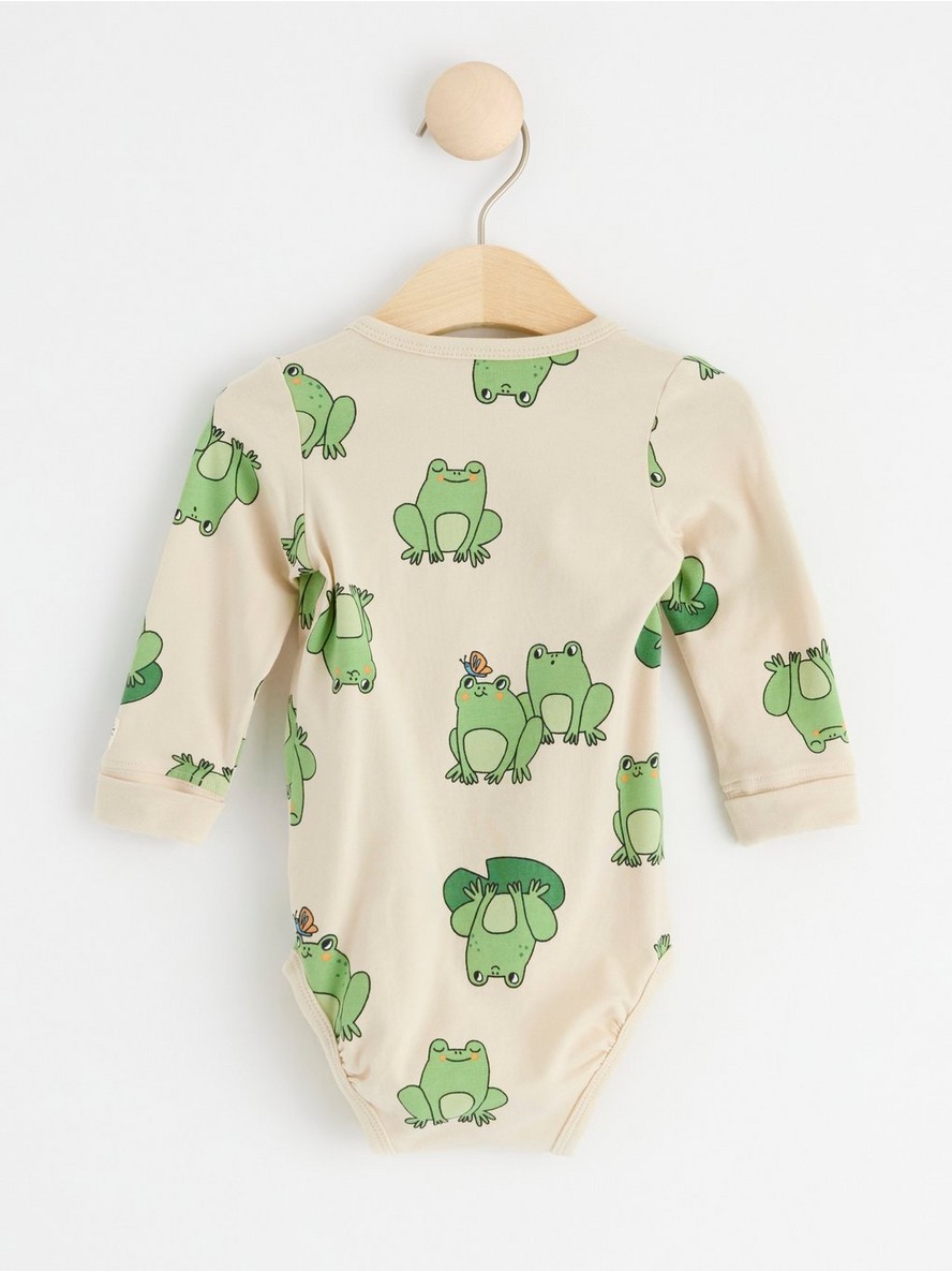 Wrap bodysuit with frogs