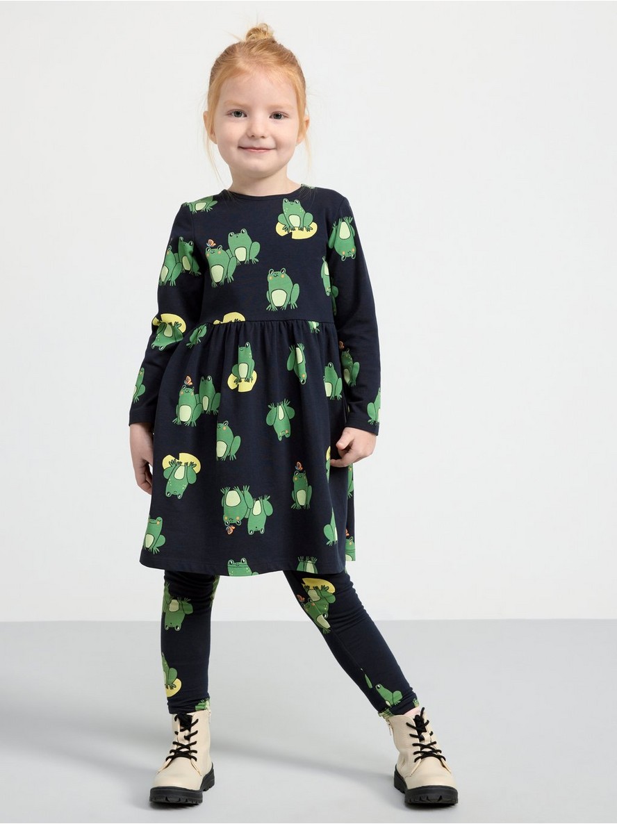 Long sleeve dress with frogs allover