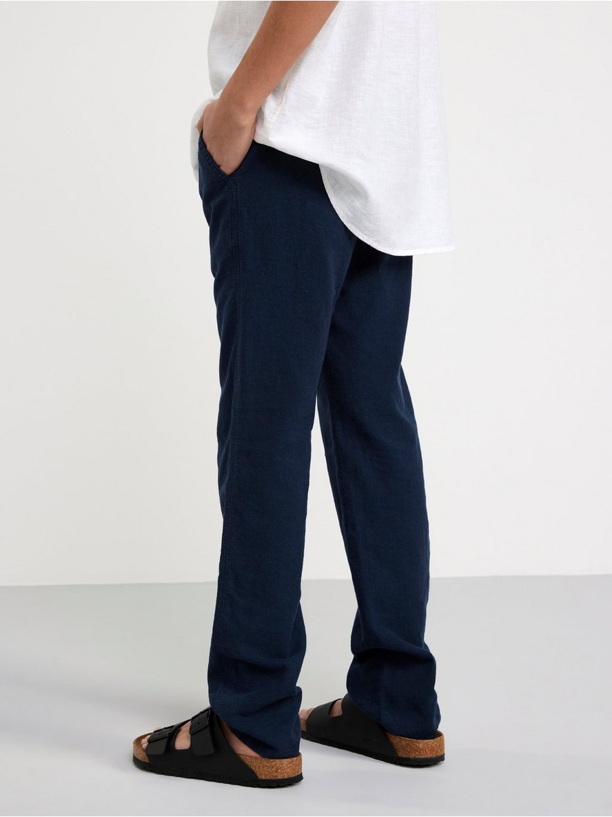 STAFFAN Straight regular waist trousers in linen blend