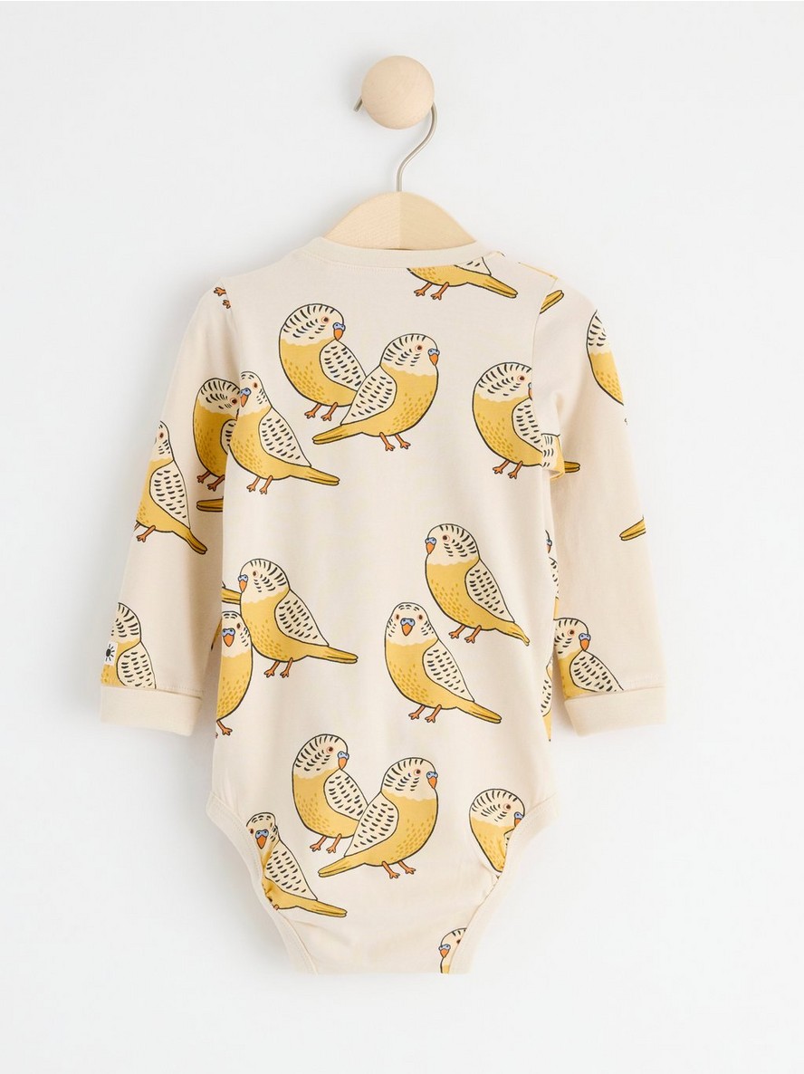 Long sleeve bodysuit with budgies