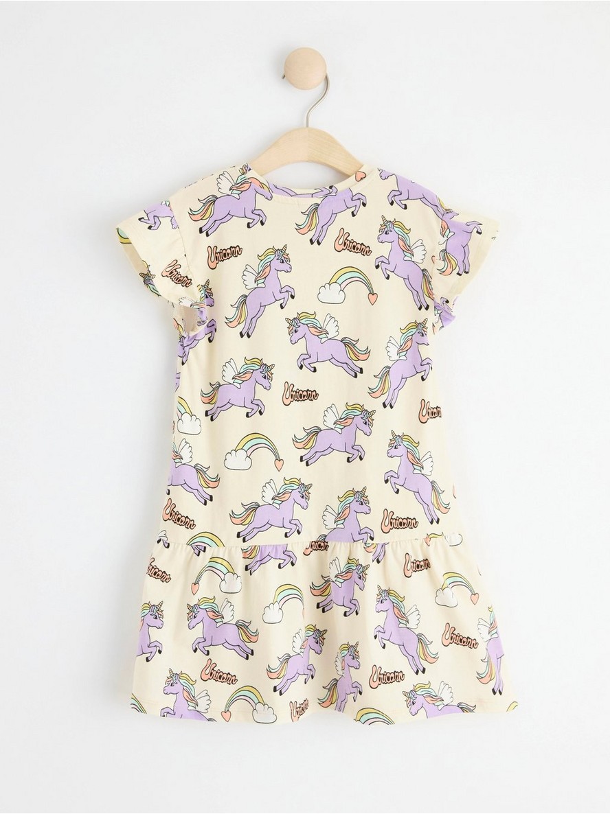 Short sleeved dress with unicorns